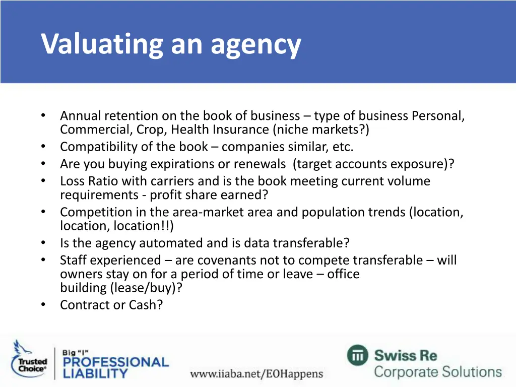 valuating an agency