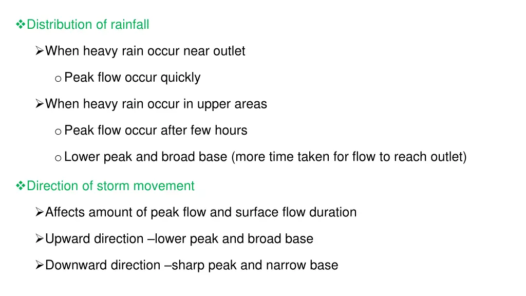 distribution of rainfall