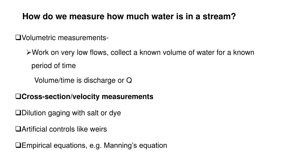how do we measure how much water is in a stream
