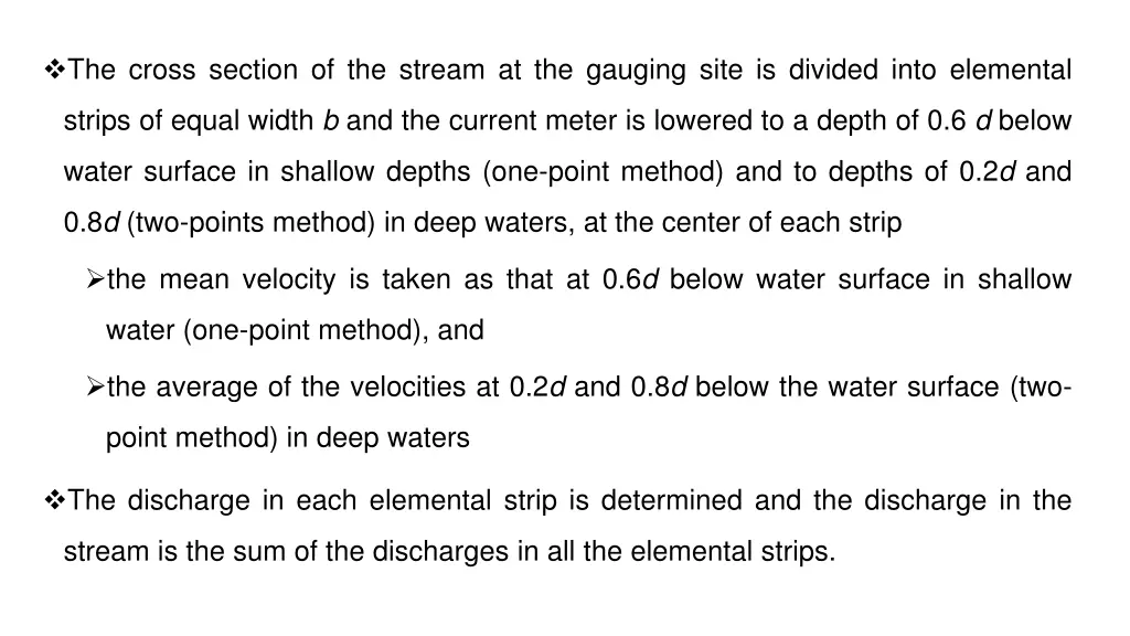 the cross section of the stream at the gauging