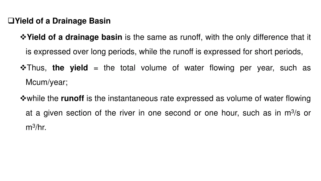yield of a drainage basin