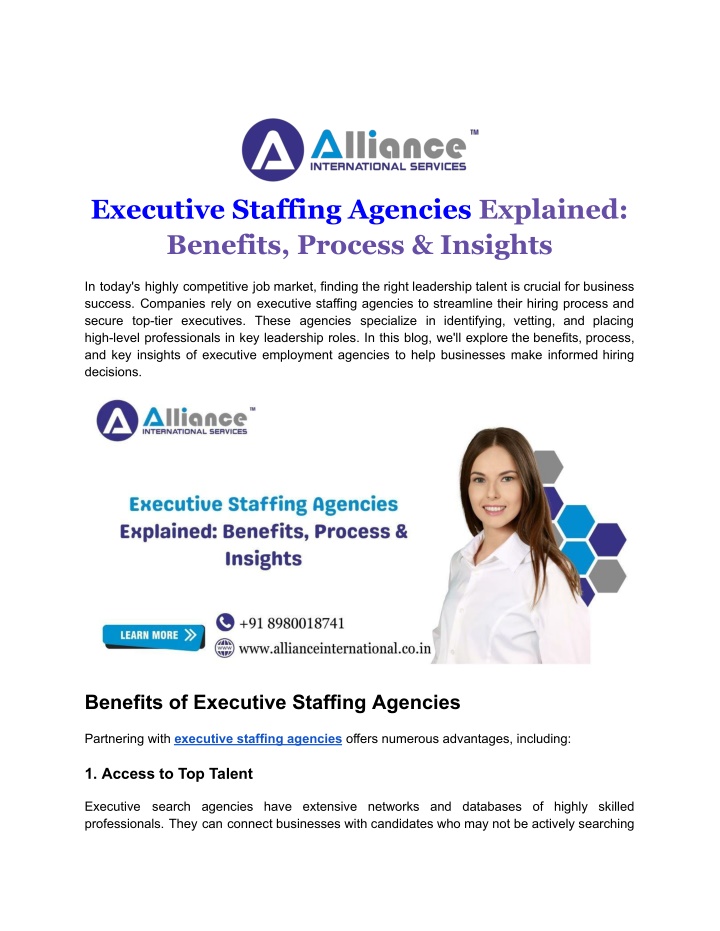 executive staffing agencies explained benefits