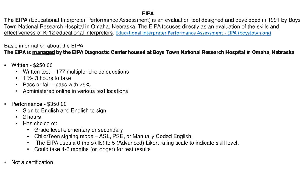 the eipa educational interpreter performance