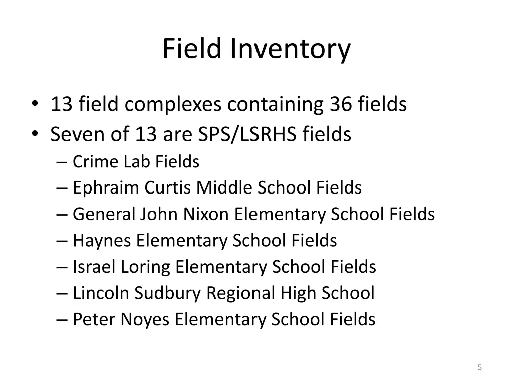 field inventory
