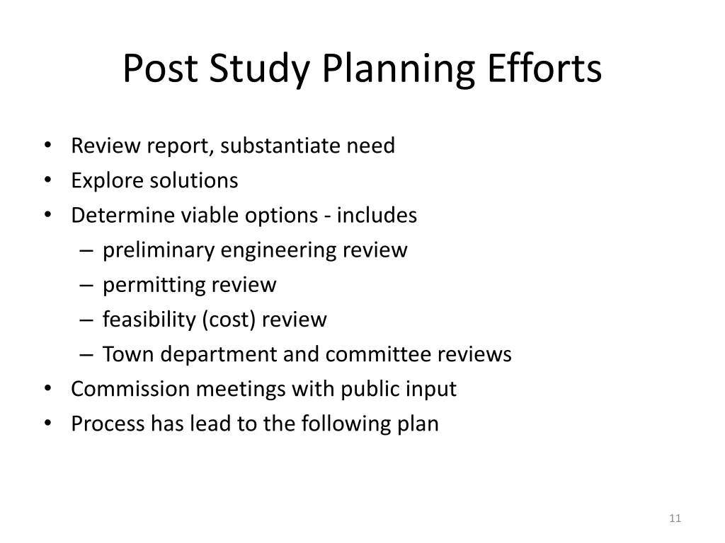 post study planning efforts