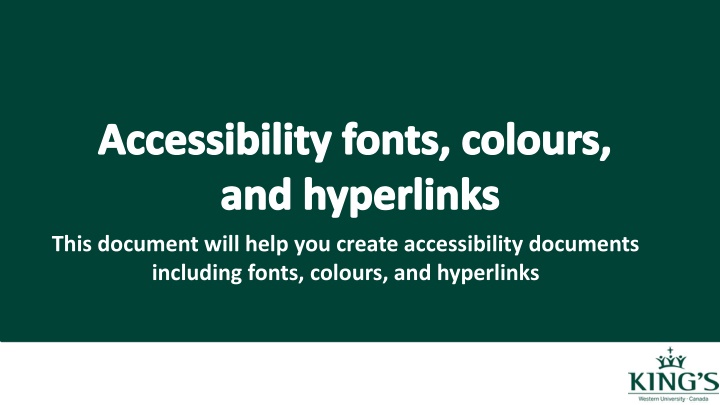 accessibility fonts colours and hyperlinks