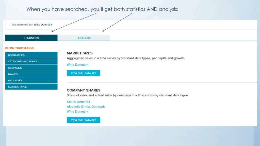 when you have searched you ll get both statistics
