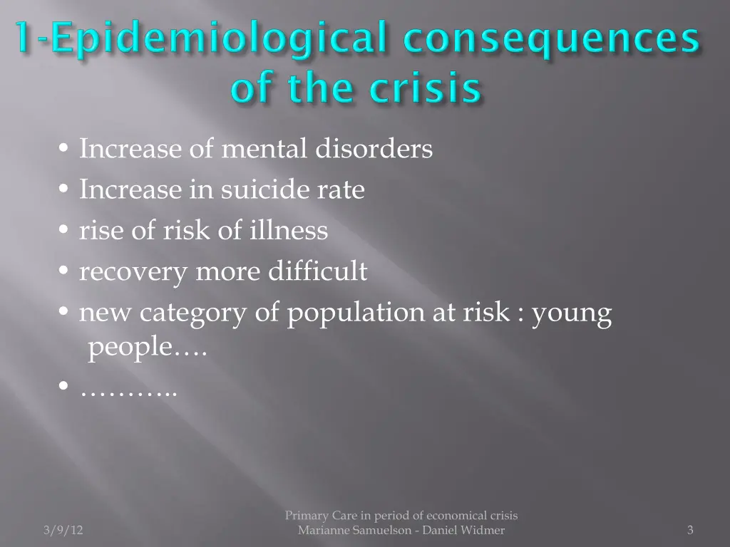 increase of mental disorders increase in suicide