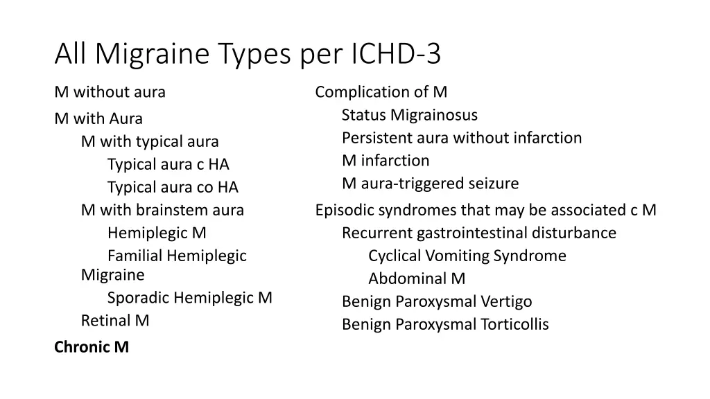all migraine types per ichd 3