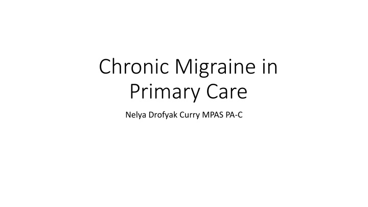 chronic migraine in primary care