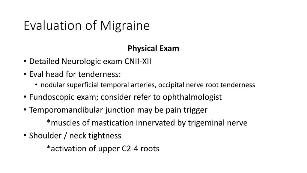 evaluation of migraine 1
