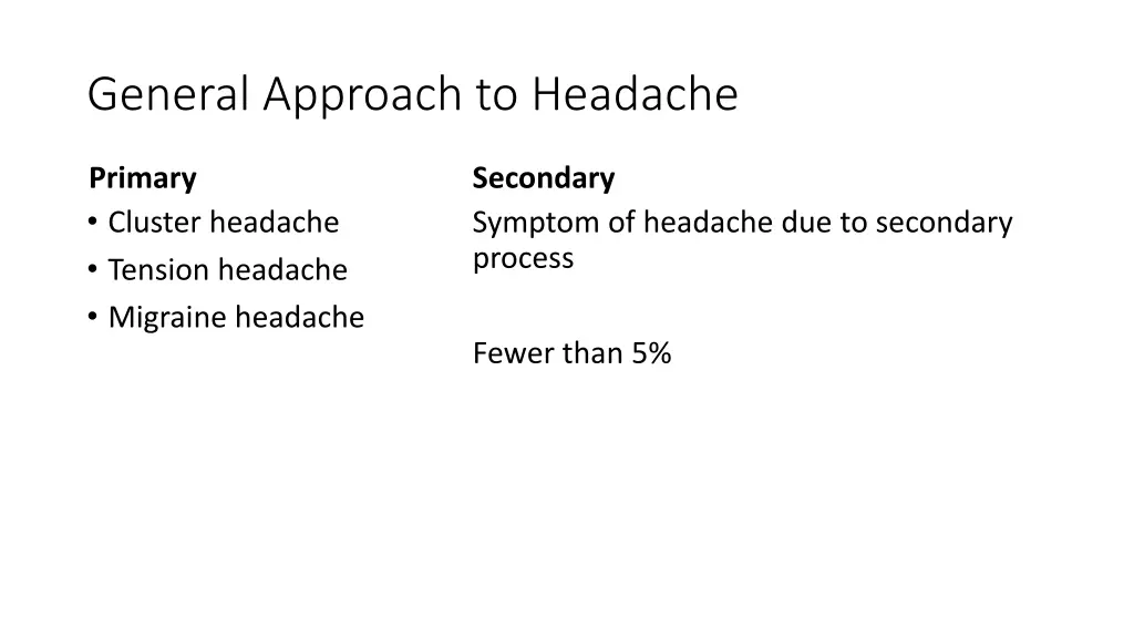 general approach to headache