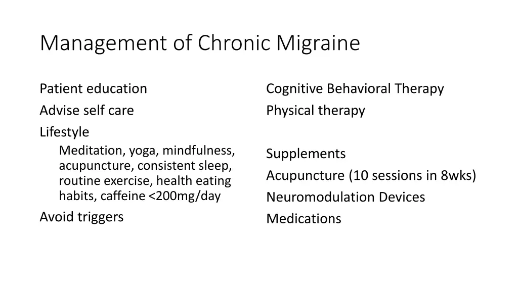 management of chronic migraine