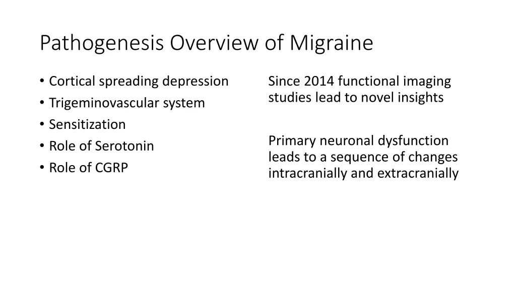 pathogenesis overview of migraine