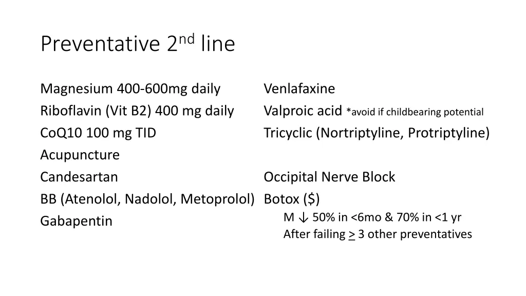 preventative 2 nd line