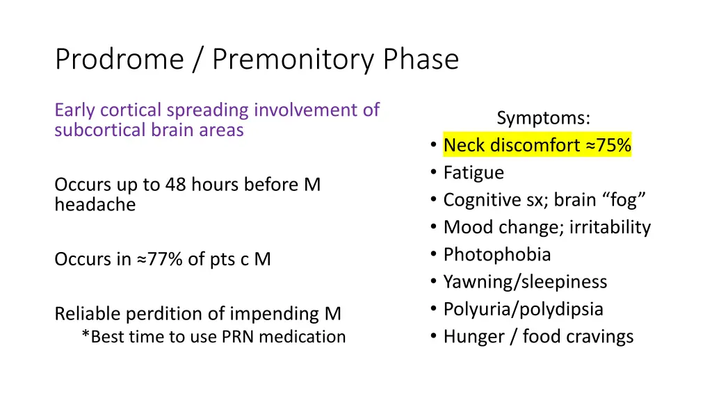 prodrome premonitory phase