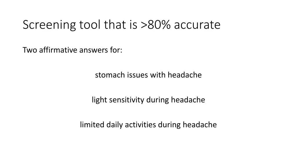 screening tool that is 80 accurate