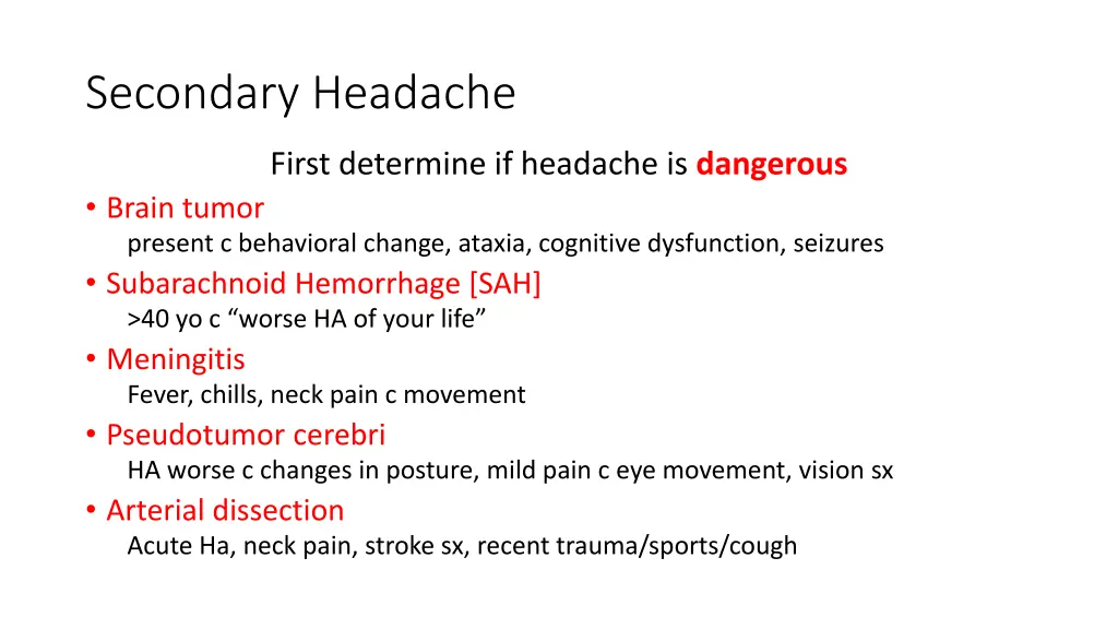secondary headache