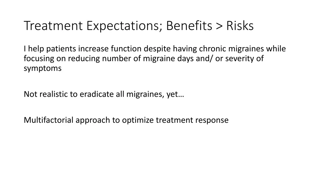 treatment expectations benefits risks