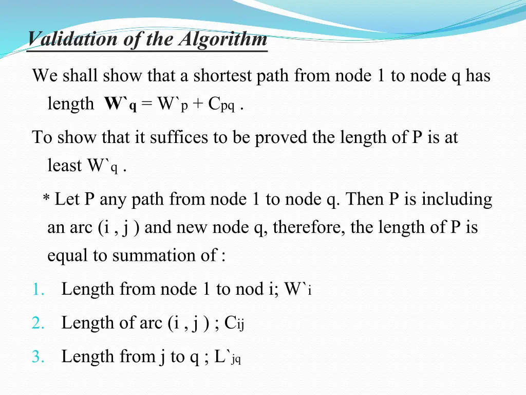 validation of the algorithm we shall show that