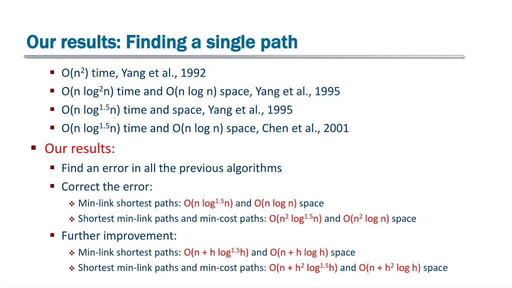 our results our results finding a single finding