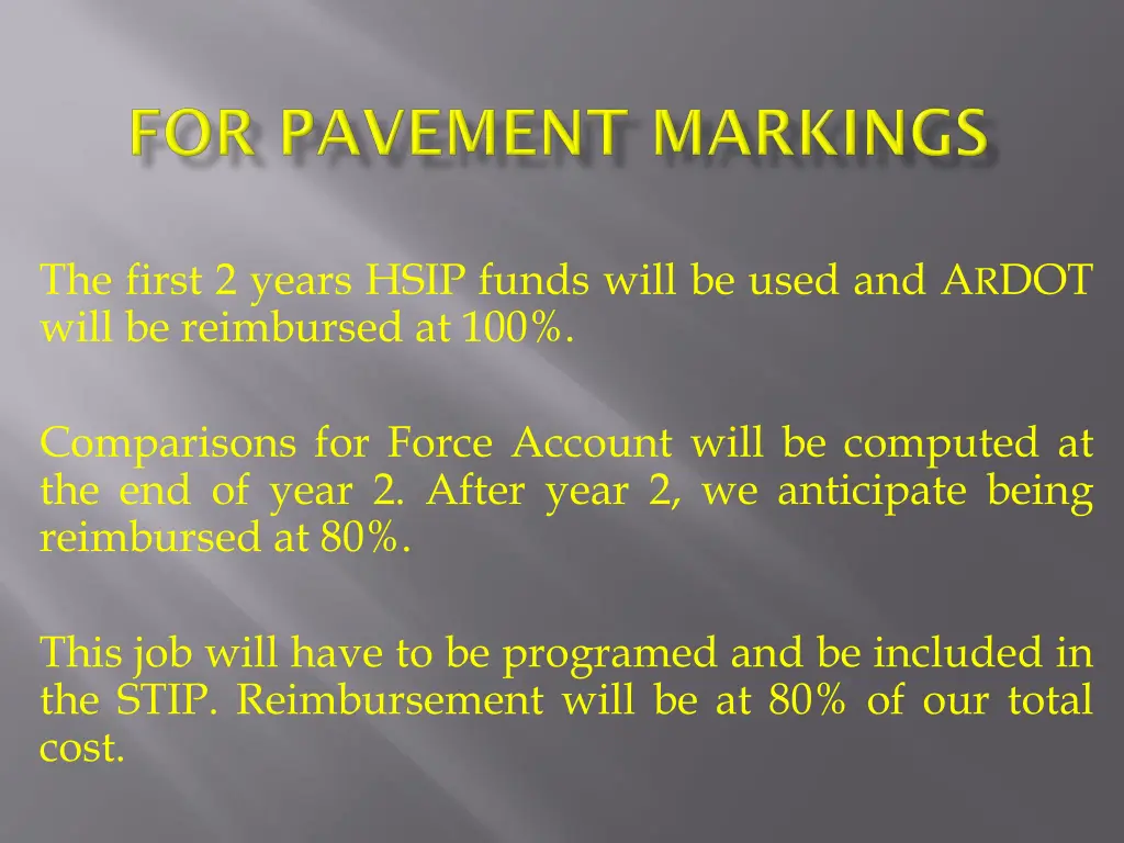 the first 2 years hsip funds will be used