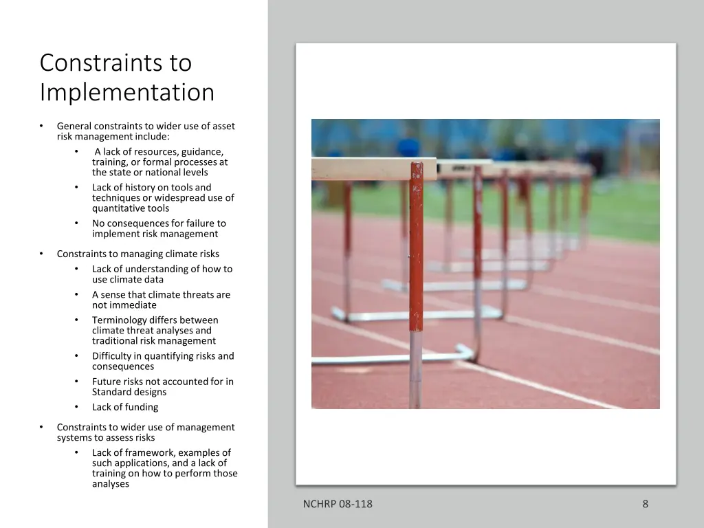 constraints to implementation