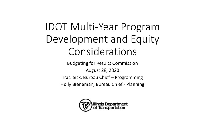 idot multi year program development and equity