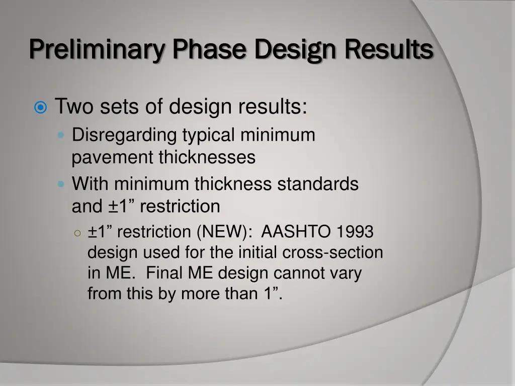 preliminary phase design results preliminary 1
