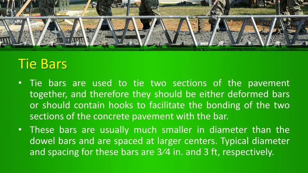 tie bars tie bars are used to tie two sections