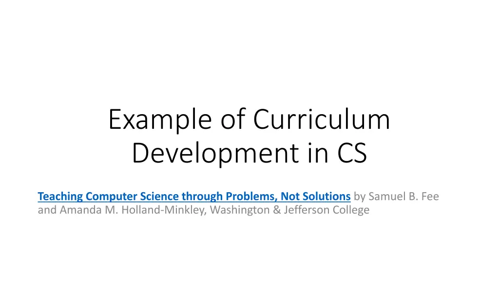 example of curriculum development in cs
