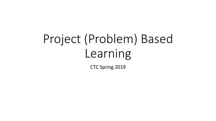 project problem based learning
