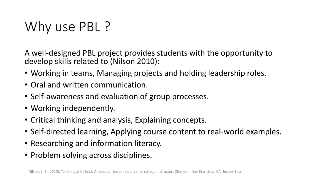 why use pbl