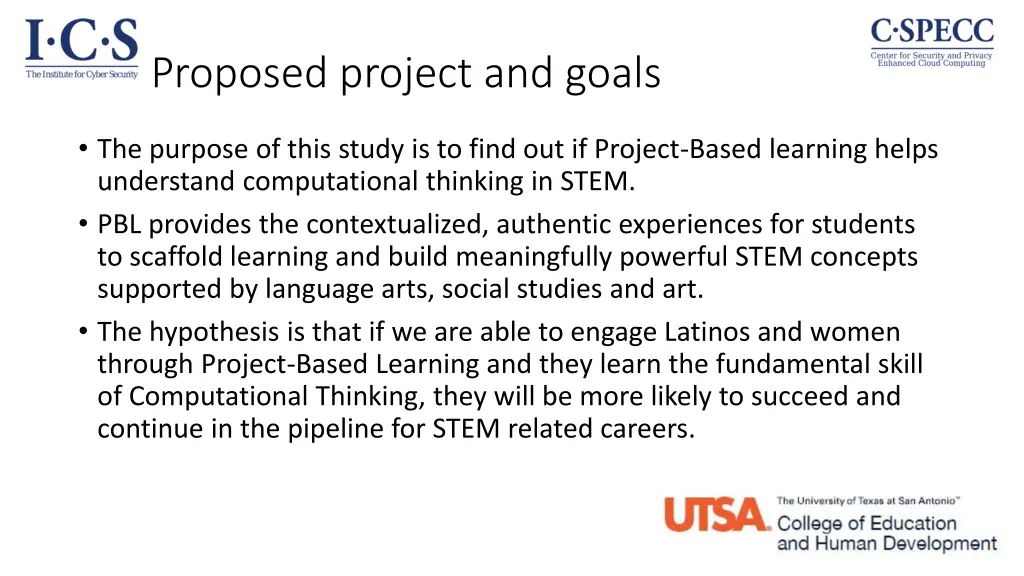 proposed project and goals