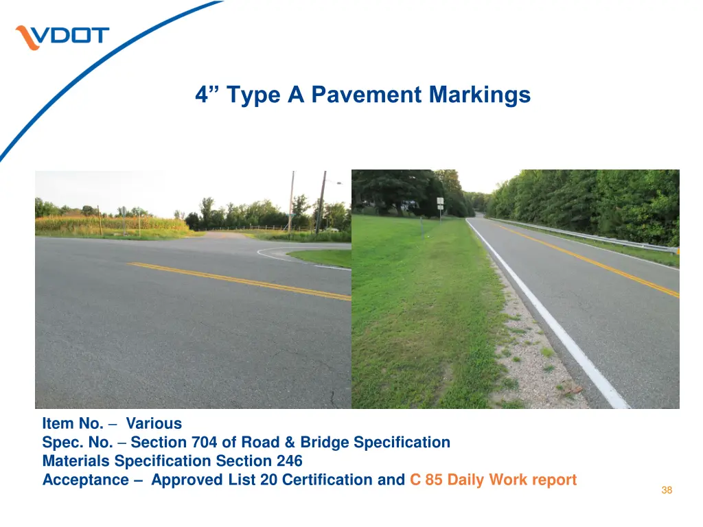 4 type a pavement markings
