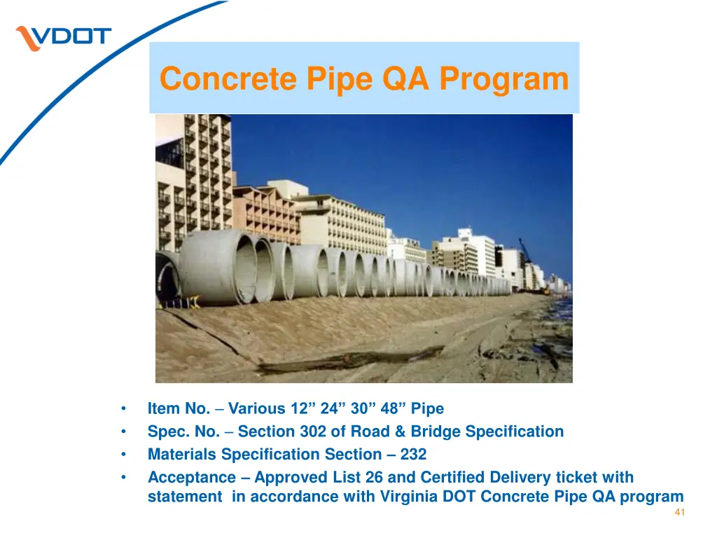 concrete pipe qa program