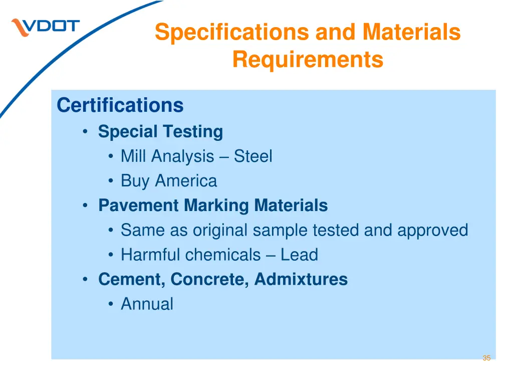 specifications and materials requirements 10