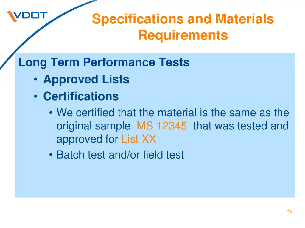specifications and materials requirements 11