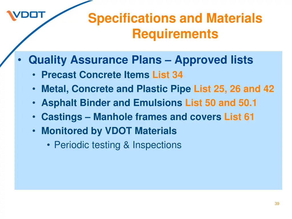 specifications and materials requirements 12