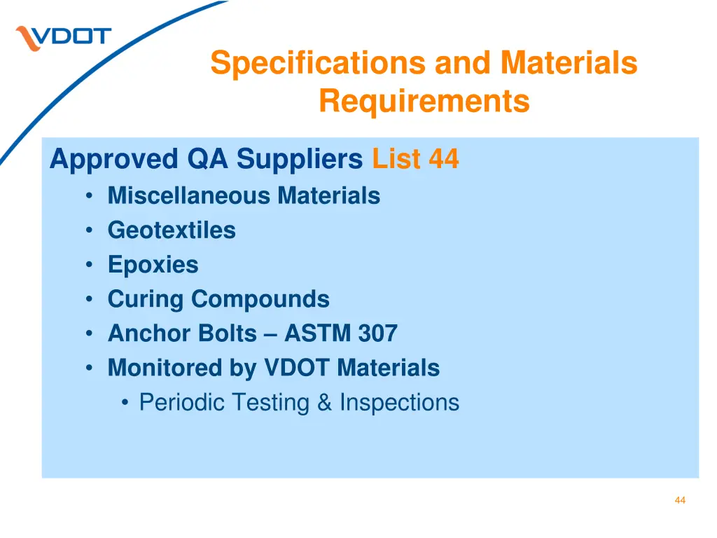 specifications and materials requirements 13