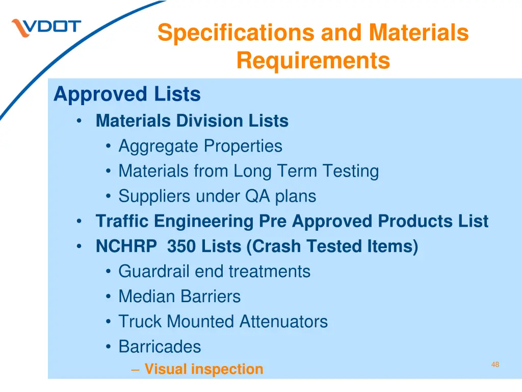 specifications and materials requirements 14