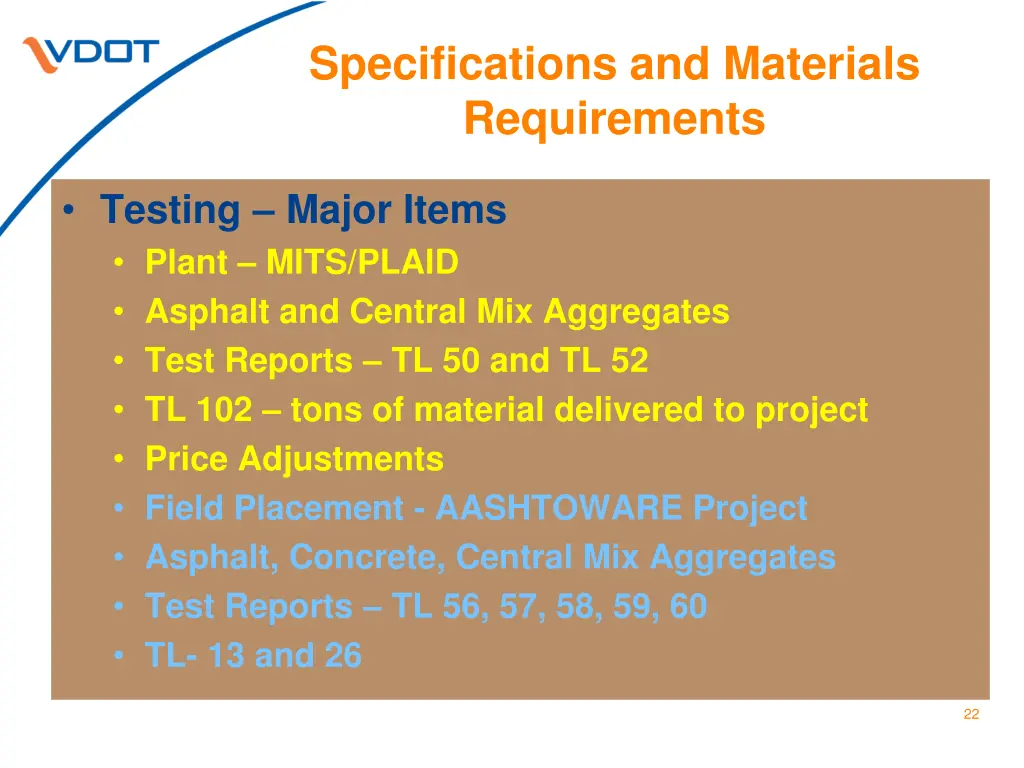 specifications and materials requirements 6