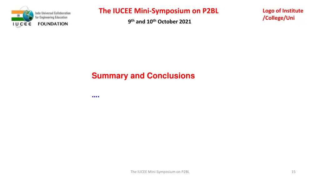 the iucee mini symposium on p2bl 14
