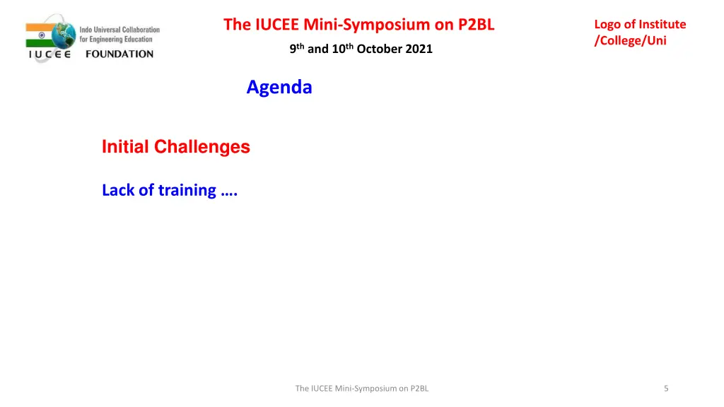 the iucee mini symposium on p2bl 4