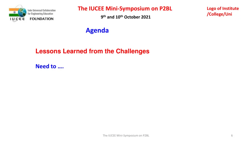 the iucee mini symposium on p2bl 5