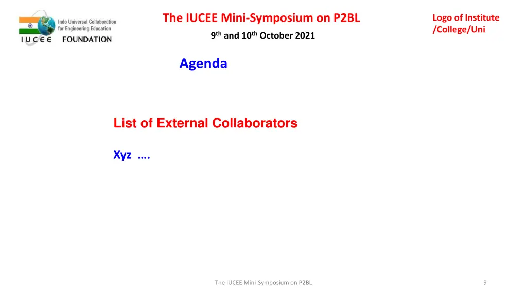 the iucee mini symposium on p2bl 8