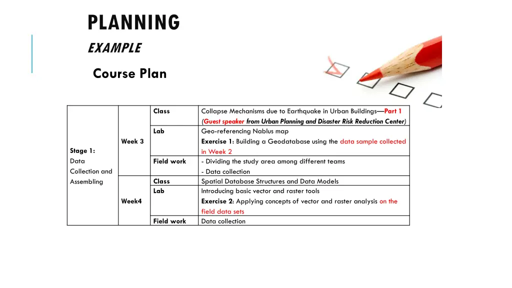 planning example course plan