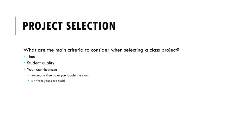 project selection 1
