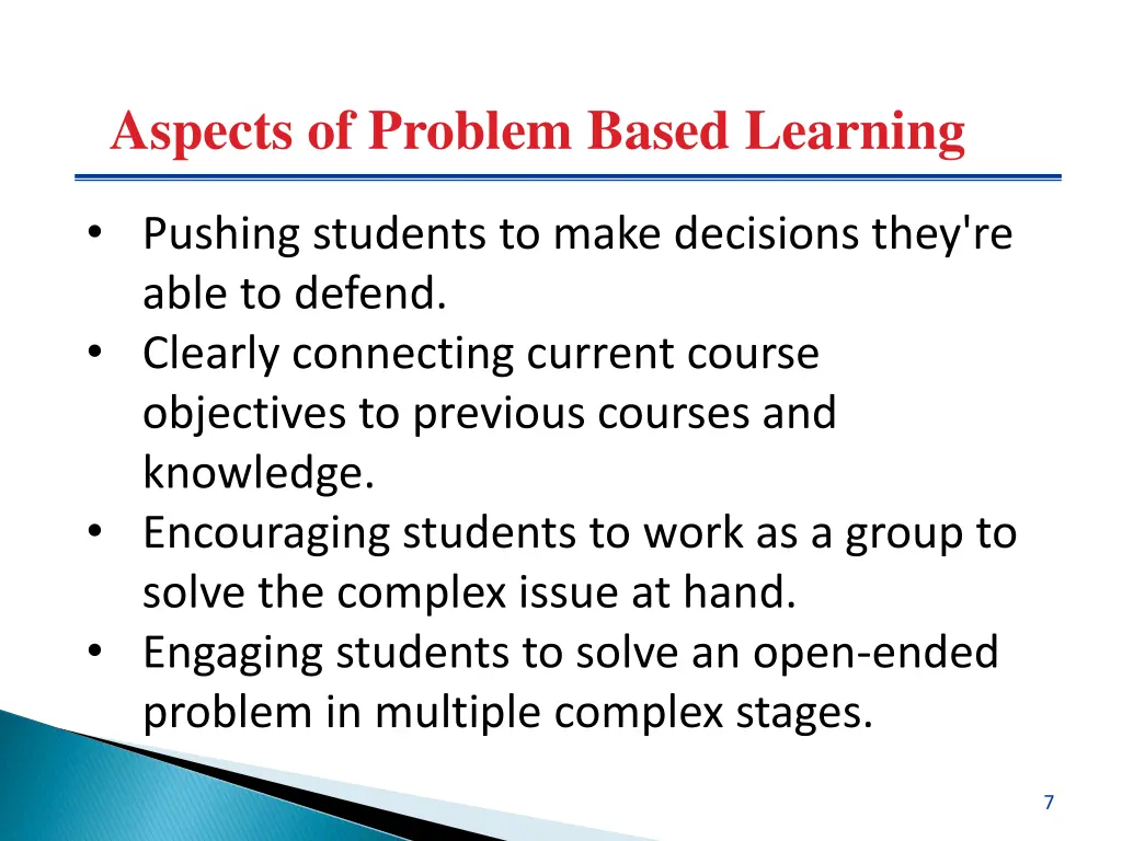 aspects of problem based learning 1