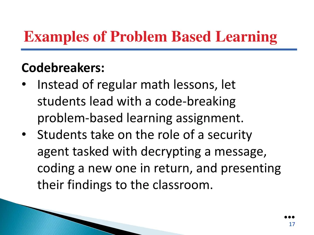 examples of problem based learning 3